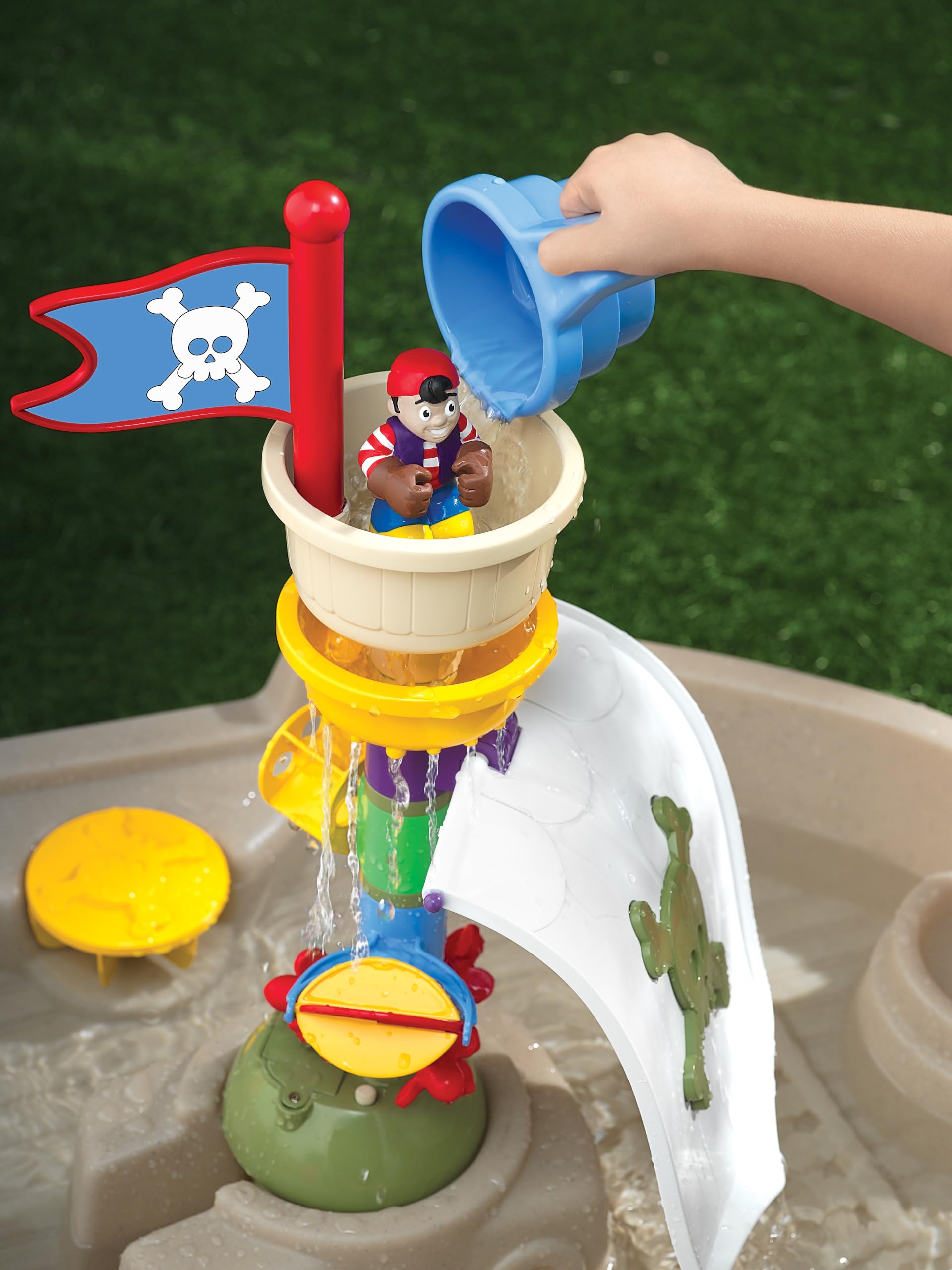 Little Tikes Anchors Away Pirate Ship - Mesa de Juego Acuática con Cañón, Spinner y Diversión con Salpicaduras, Fomenta el Juego Creativo, para Niños Entre 3 y 10 Años