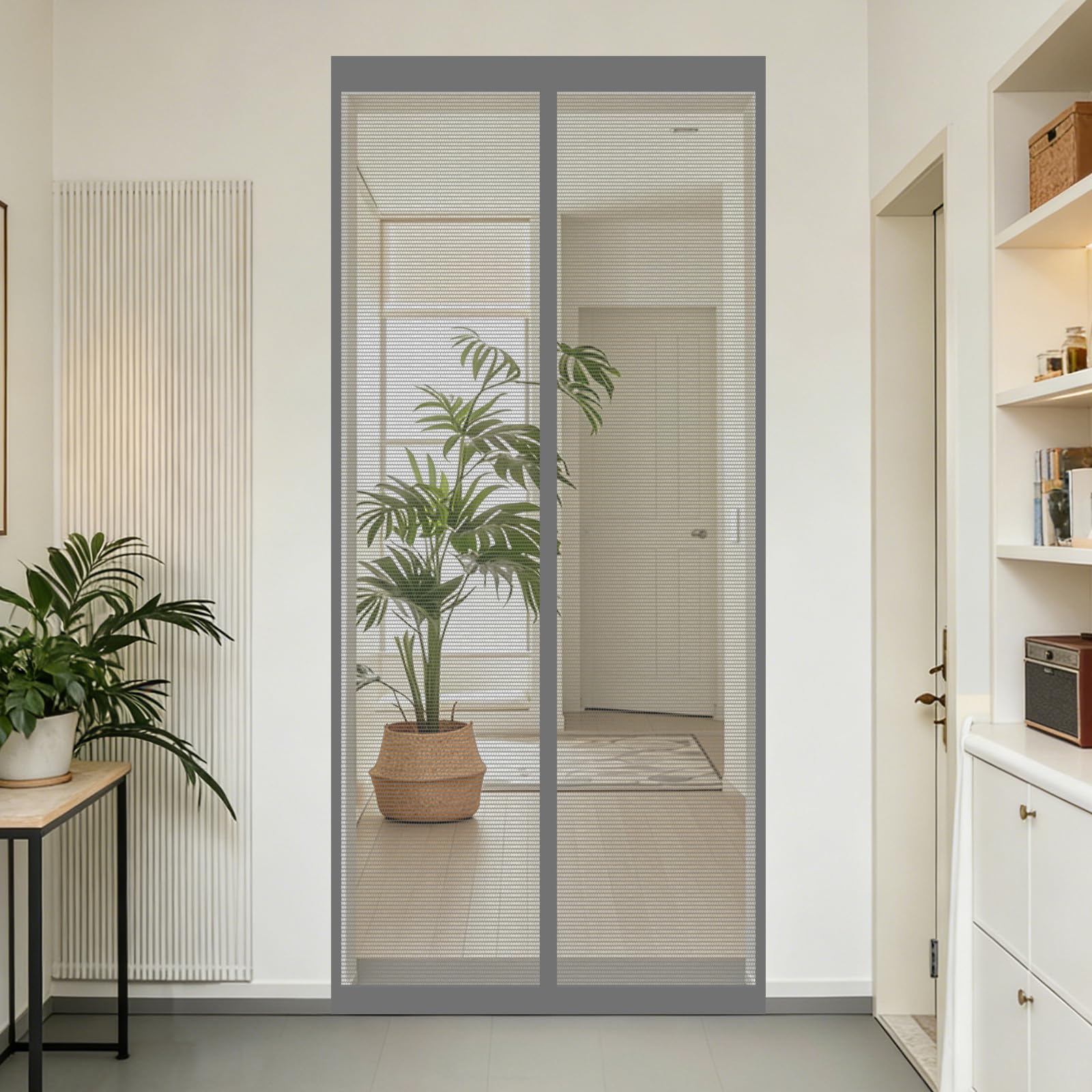 Wuxxiang Grey Magnetic Screen Door 175 X 210 Cm Keeps Bugs Out, Lets Fresh Air In, No Gap, Snap Shut Automatically, Hands Free Flyscreen Mosquito For Patio Doors Balcony Bedroom,