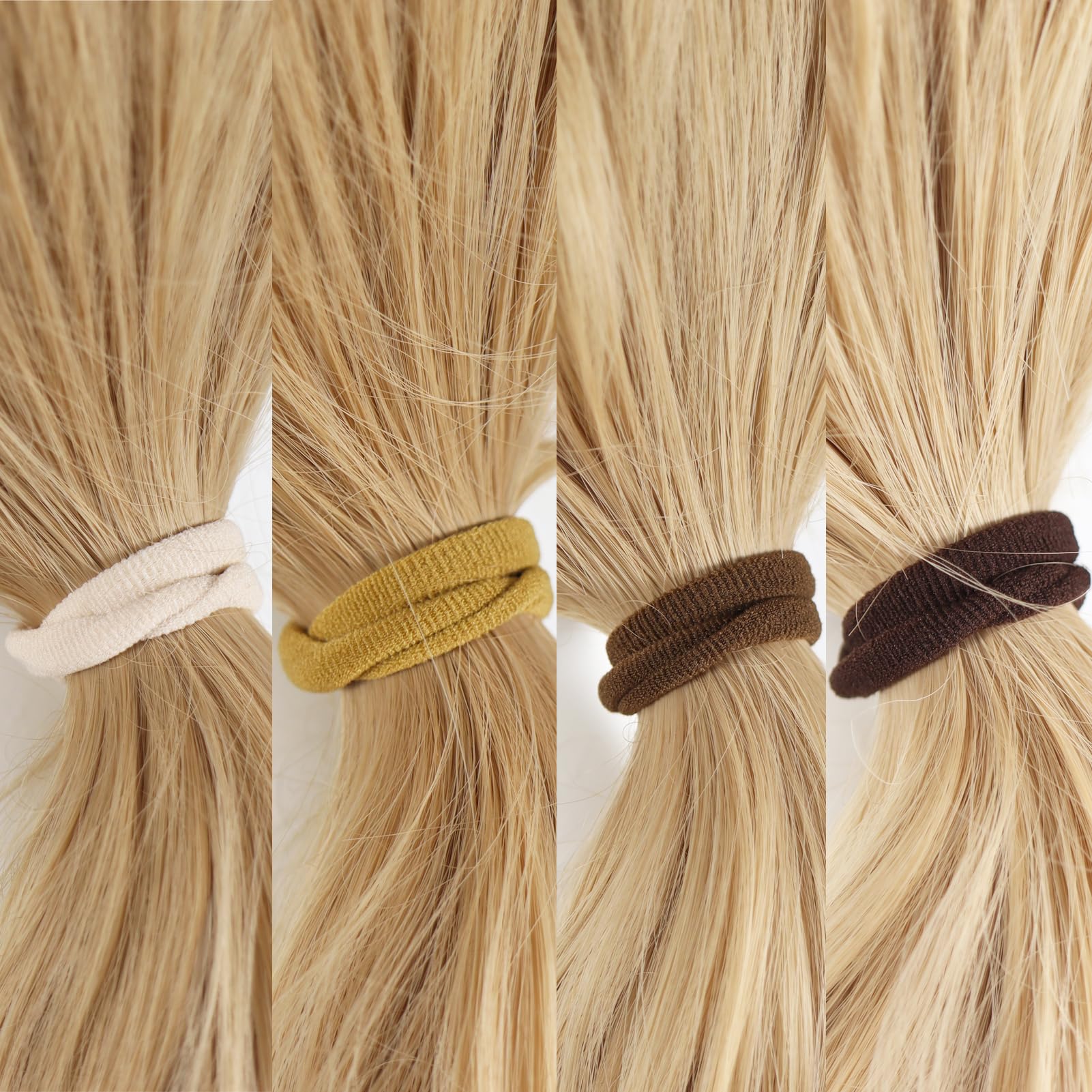 Paquete de 100 lazos sólidos para el cabello para mujer, gruesos, suaves, sin costuras, coloridos, bandas elásticas para el cabello (marrón mezclado)