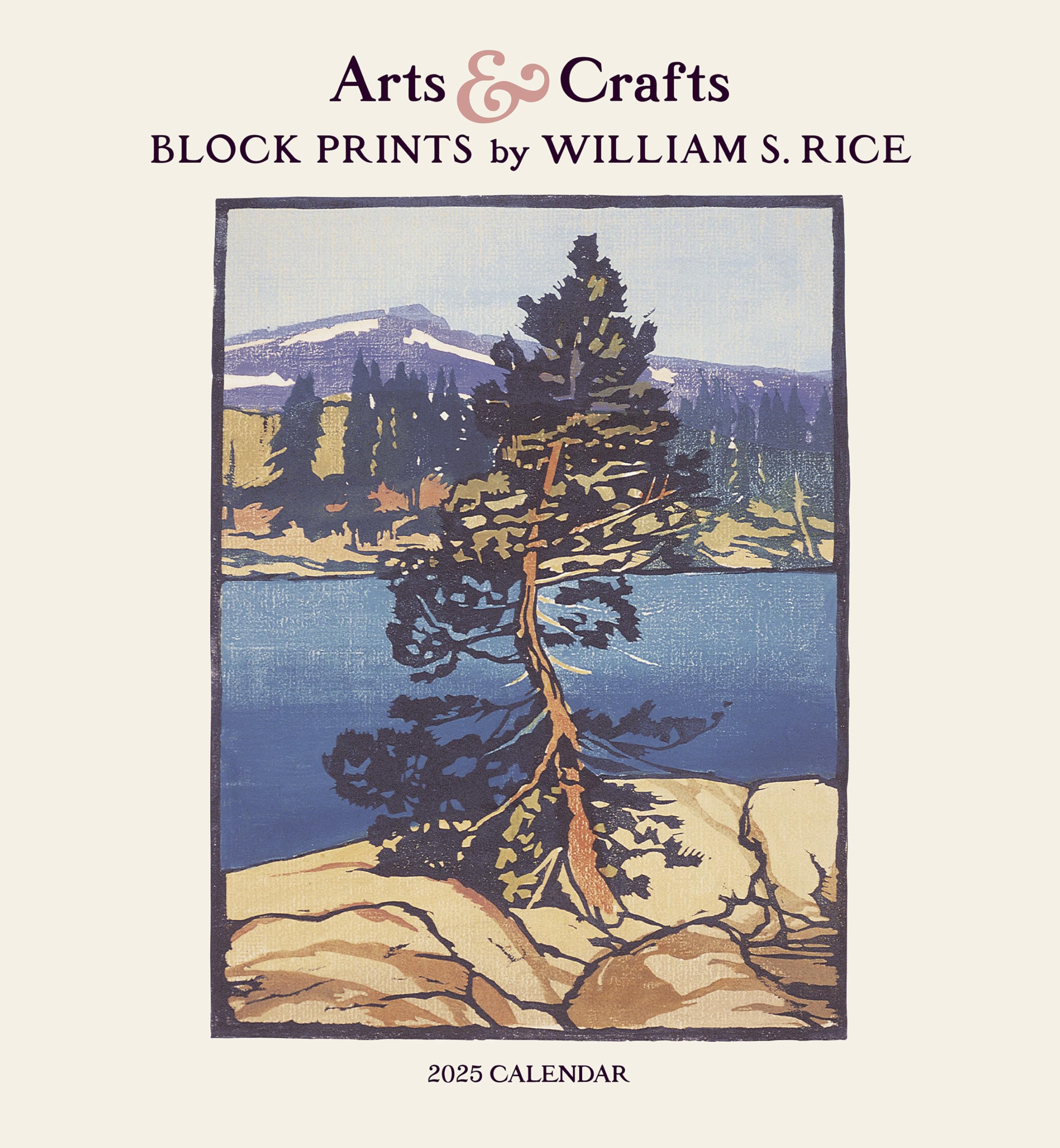 Arts & Crafts Block Prints by William S. Rice 2025 Wall Calendar