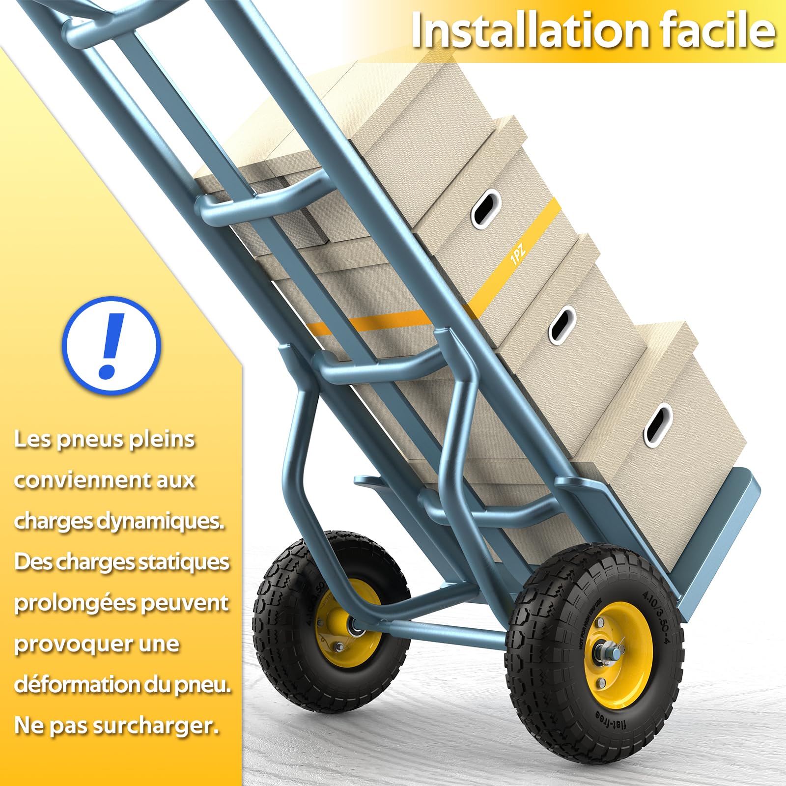 1PZ FR3-LQ8 4.10/3.50-4 Pneu plein 255 mm 10 pouces Roue Complète Roue Increvable pour Diable Chariot Brouette Charge maximale de 400 livres 2 pièces