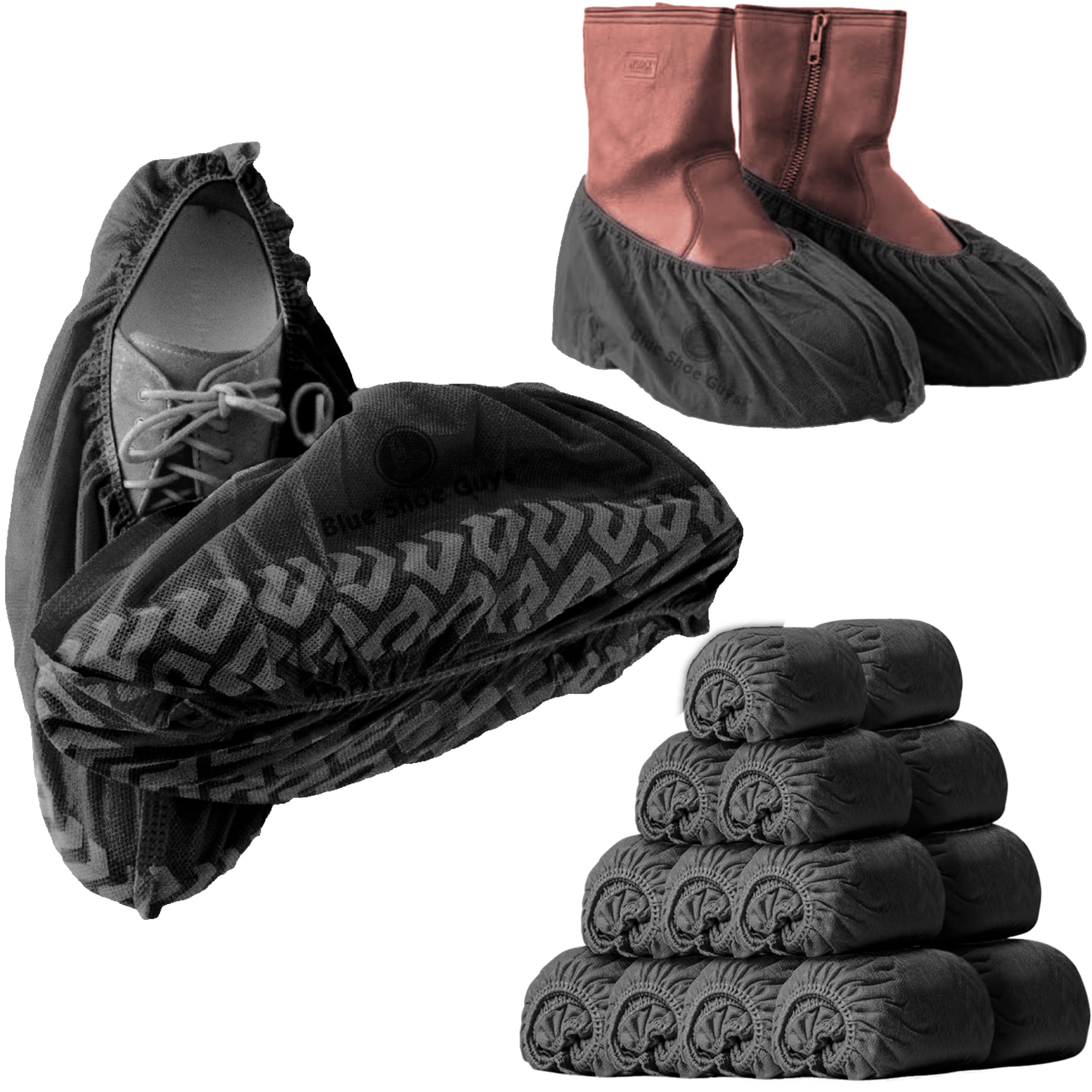 Premium Boot &amp; Shoe Covers Disposable Booties - 200 Pack - Durable, Non-Slip, Non-Toxic, Water Resistant, Recyclable Protectors for Indoor &amp; Outdoor - Large Size Fits Most Shoes