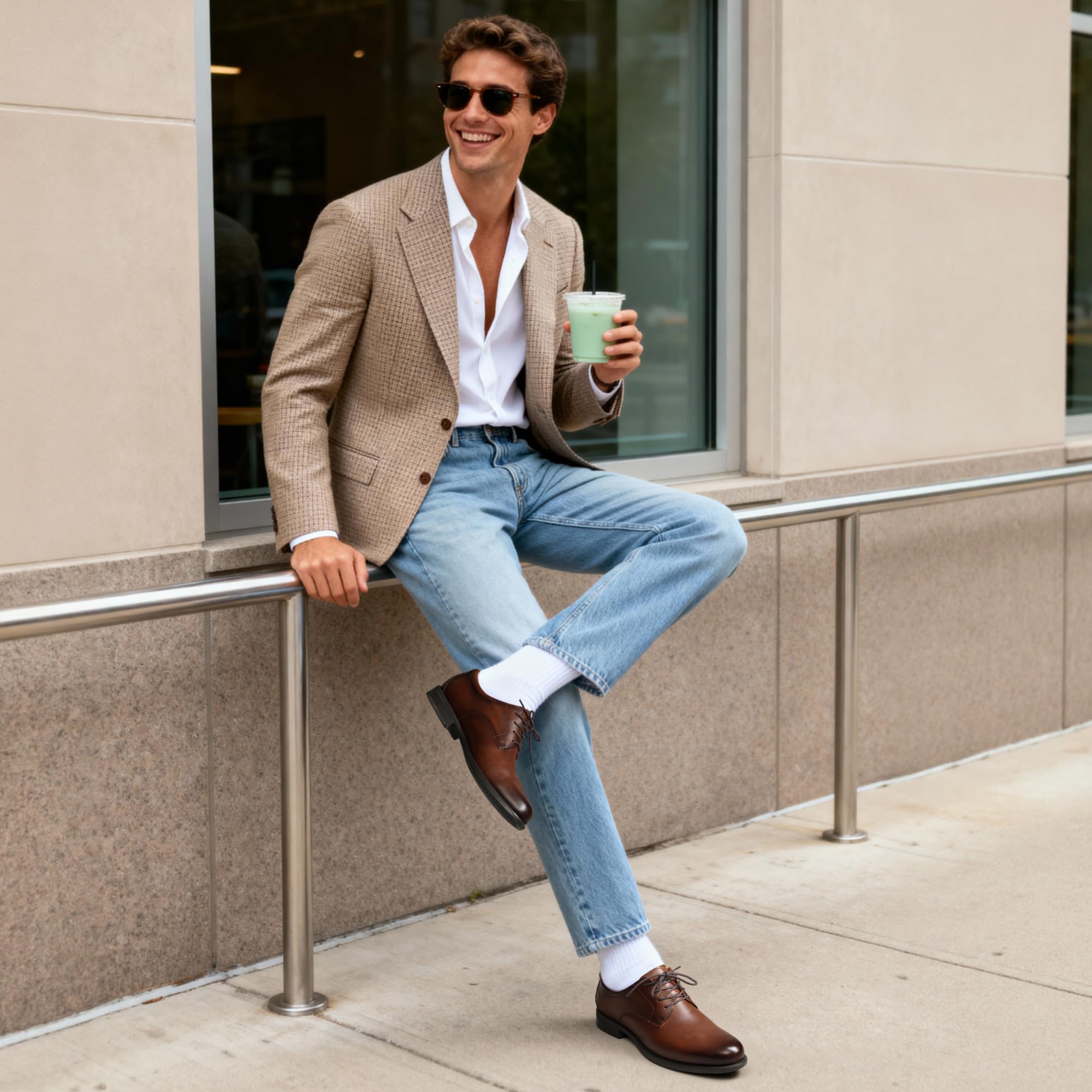 Bruno Marc Zapatos de vestir clásicos de cuero para hombre, cómodos, Oxfords para negocios, formales, con cordones — view 8