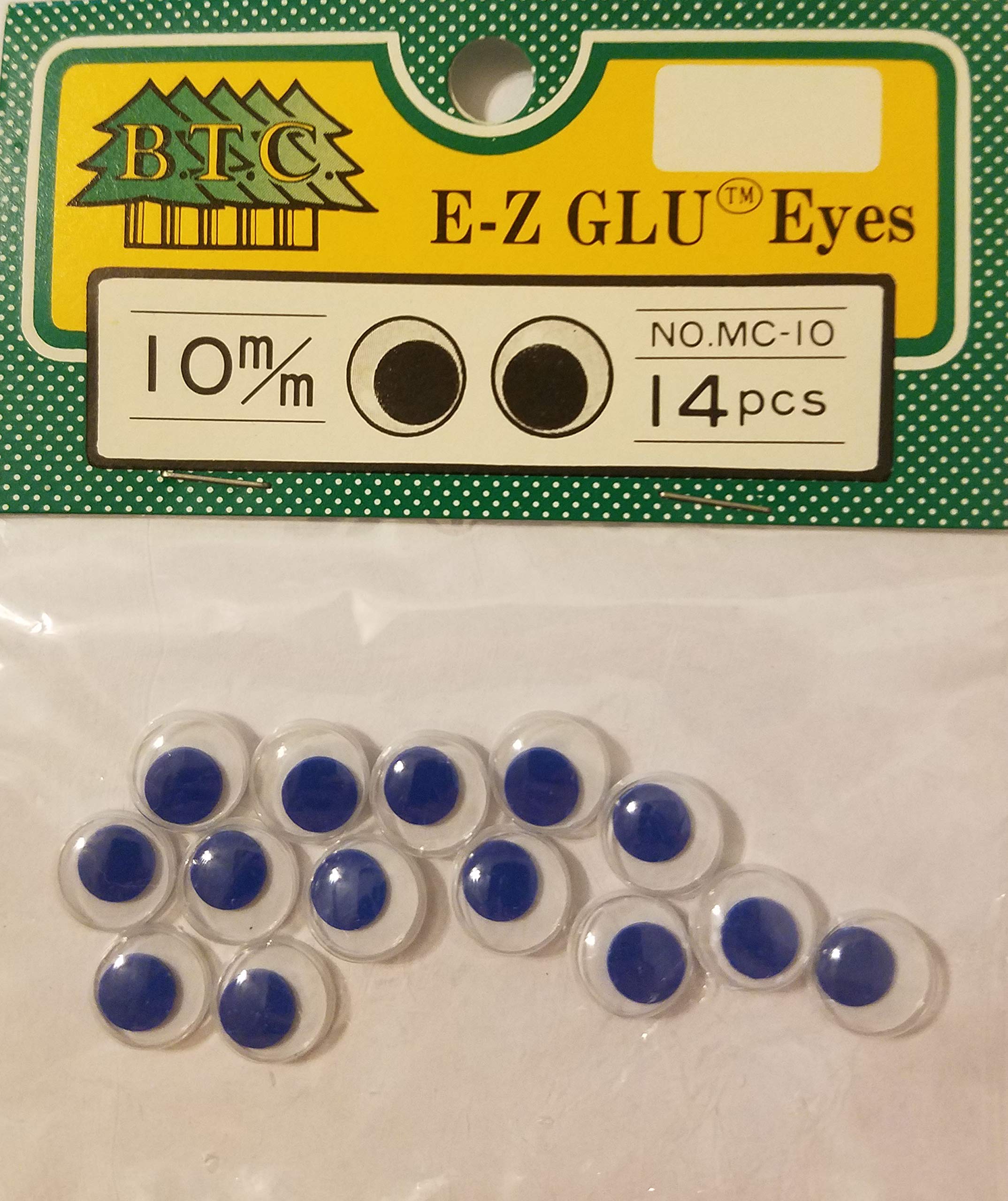 10mm Blue BTC E-Z GLU Movable Wiggle Googly Eyes (Pack of 12)