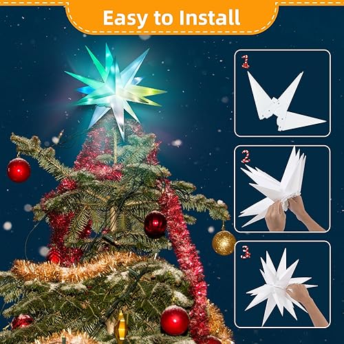 Miniatura 4 de Decoración para árbol de Navidad, luz de estrella morava, aplicación LED Bluetooth y control remoto RGB, luces de estrella con sincronización de