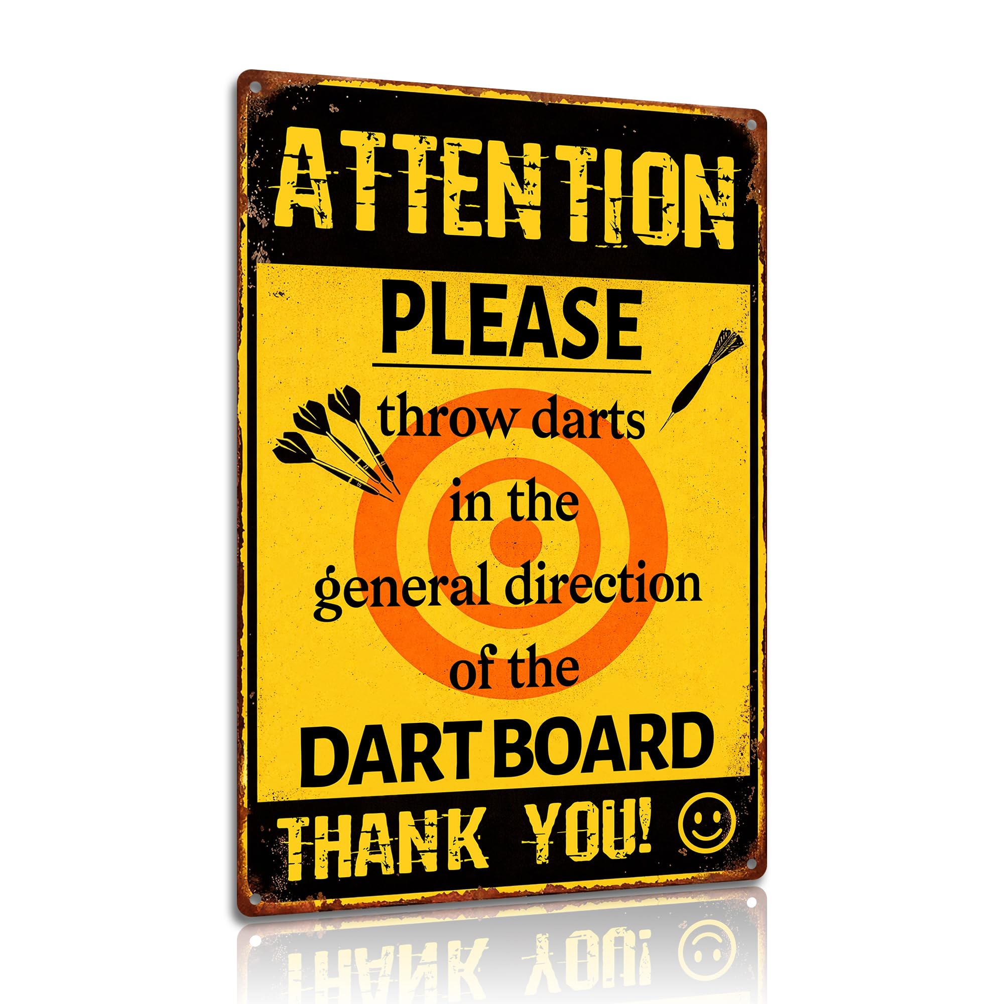 Funny Aluminum Metal Sign – "Please Throw Darts in the General Direction of the Dartboard" – 8x12 Inch Wall Art, Humorous Gift for Game Rooms or Bars (25130)