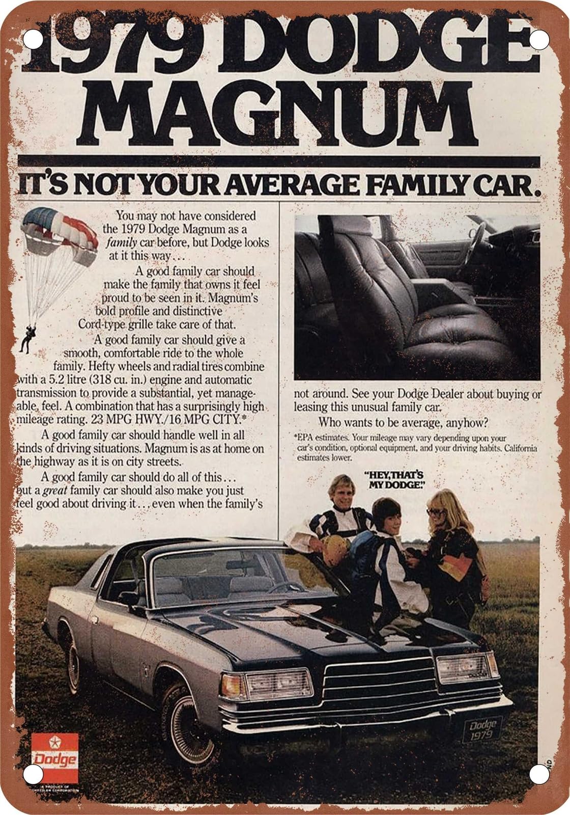 METAL SIGN - 1979 Dodge Vintage Ad 02 - Old Retro Rusty Look home decor