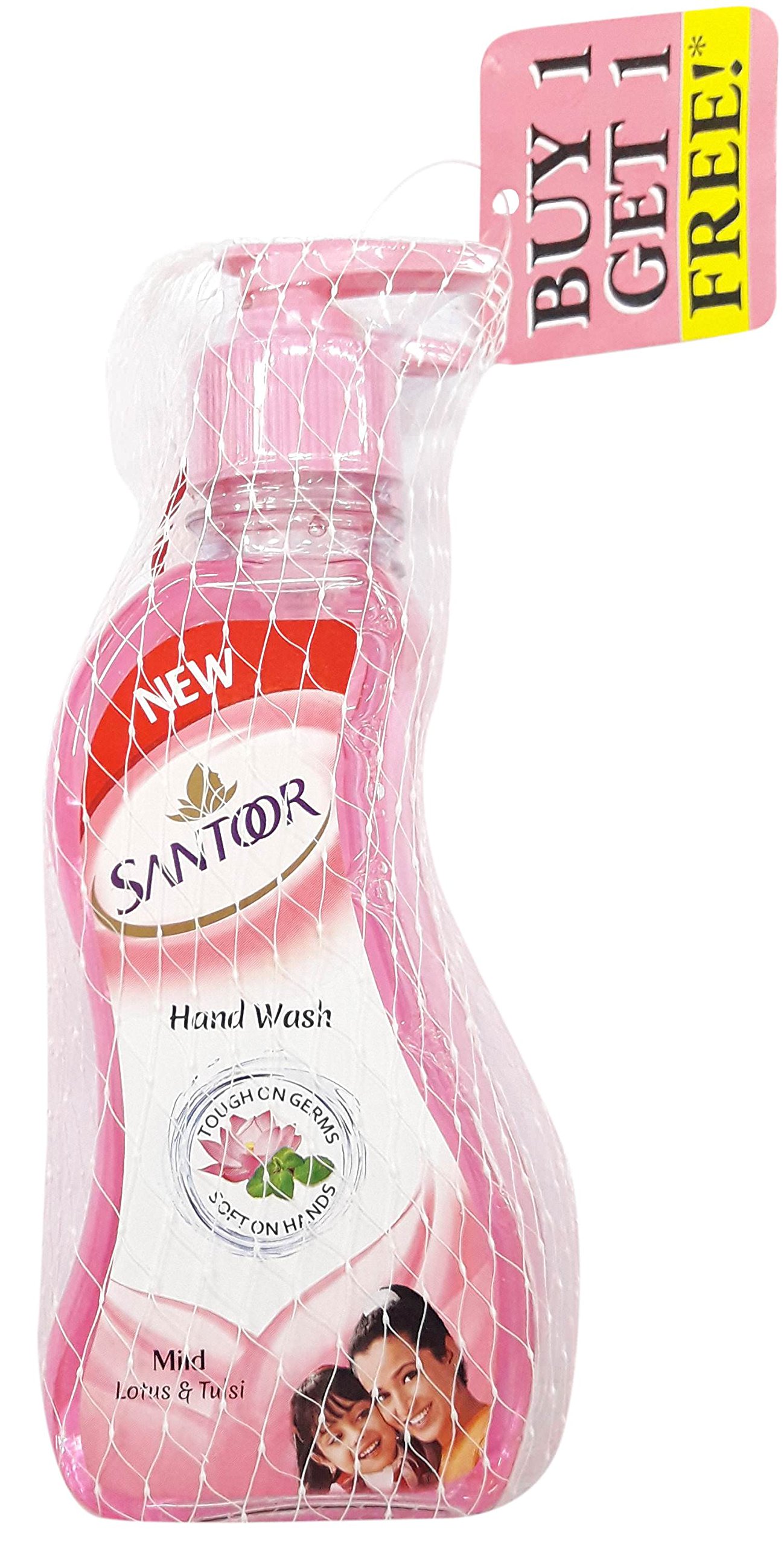 Santoor Hand Wash - Mild (Lotus and Tulsi), 2 x 215ml Promo Pack