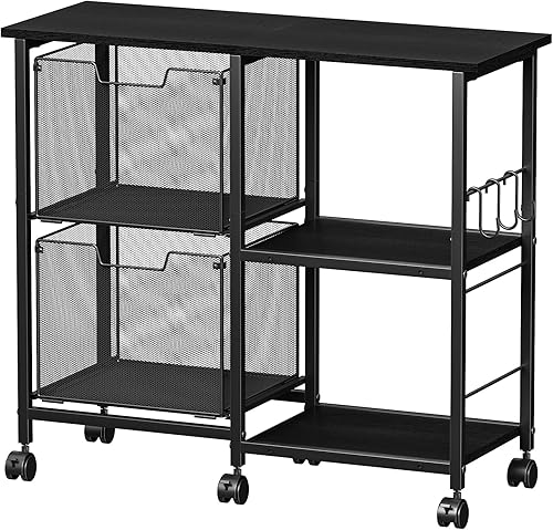 Miniatura 9 de Carrito de archivos rodante con 2 cajones de almacenamiento, archivador con ruedas, organizador de carpetas colgantes, almacenamiento debajo del