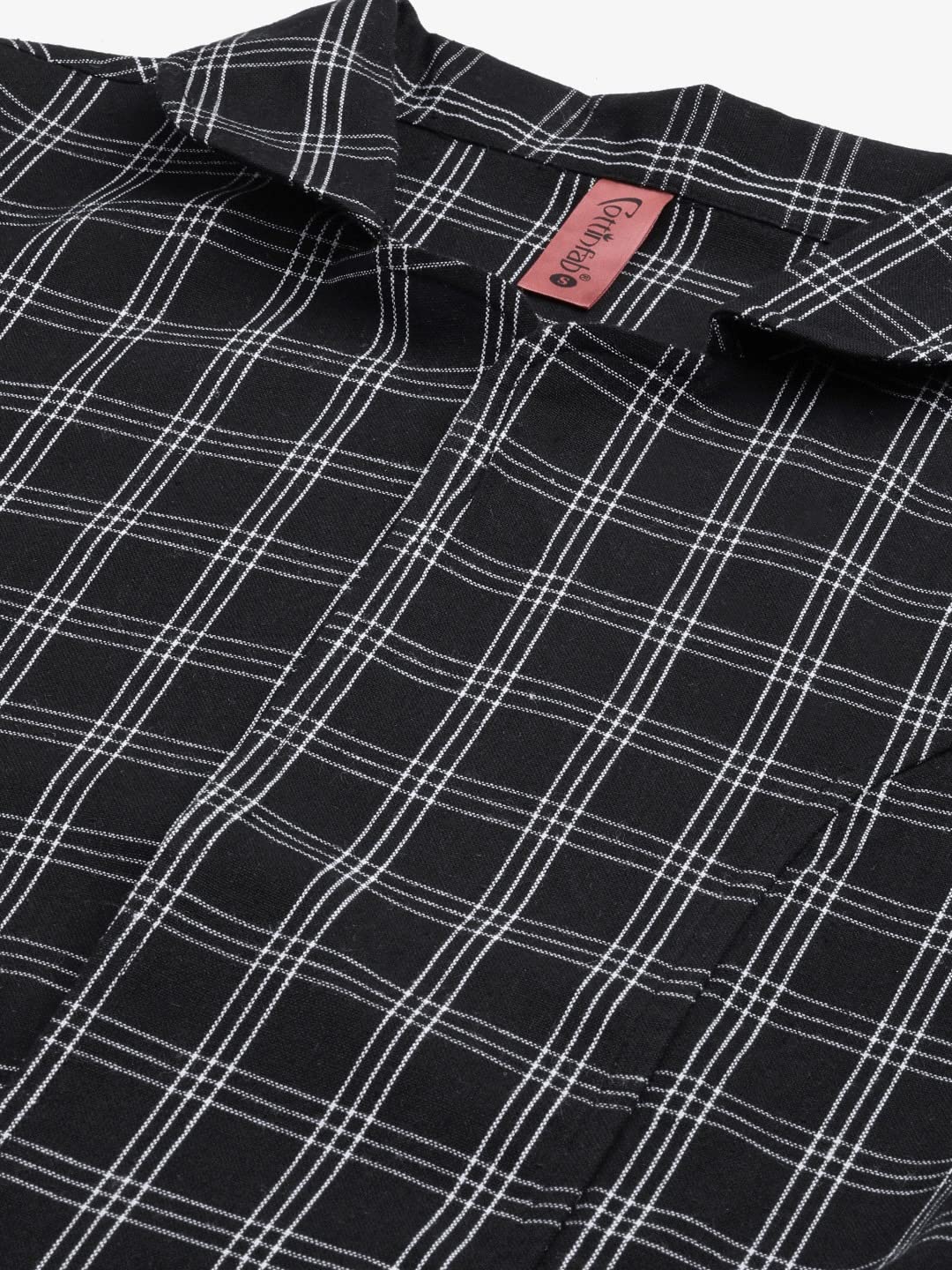 Cottinfab Women Black White Pure Cotton Checked Tailored Jacket 3