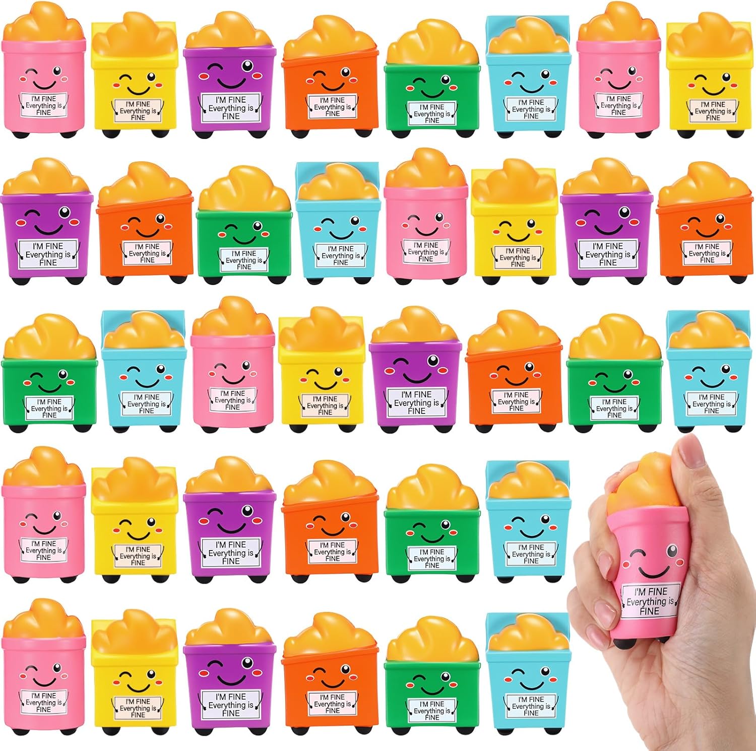 Civaner 36 Pcs Dumpster Stress Balls Bulk Relief Balls Dumpster Anxiety Relief Gift Squeeze Toys for Adults Therapy Fidget Appreciation Gifts for Office Team Employee Coworker Staff Teacher Student