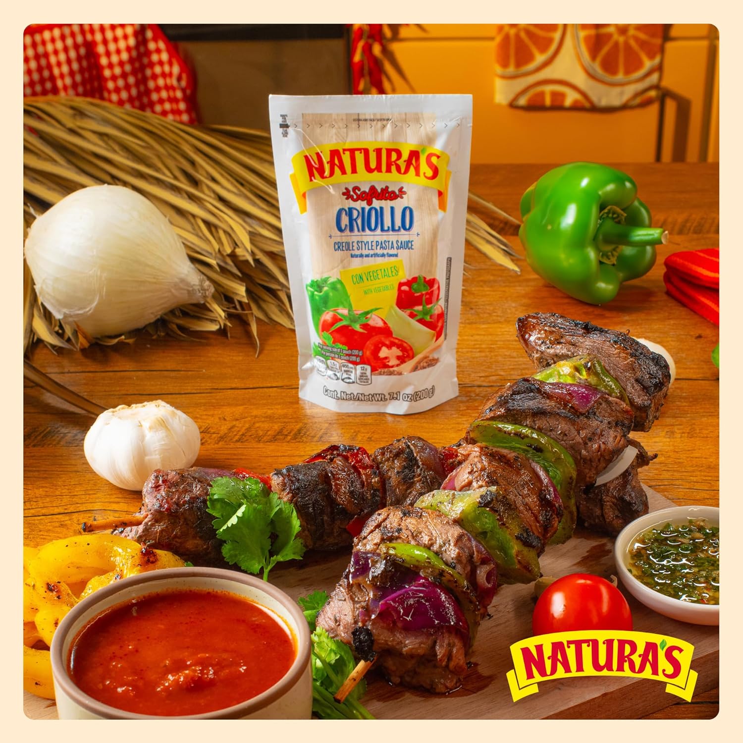 NATURA'S Sofrito Criollo Sauce, Natural Vegetable Pasta Sauce in 7.1oz. Easy-Open Pouch (Pack of 24)