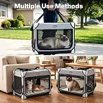 Veehoo Separable Double Cat Carrier for 2 Cats, 2-in-1 Foldable Pet Travel Carrier for 2 Small Dogs, Portable Soft Cat Crate for Indoor Outdoor, with Foldable Litter Box & Bowls, 120×43×43 cm, Grey
