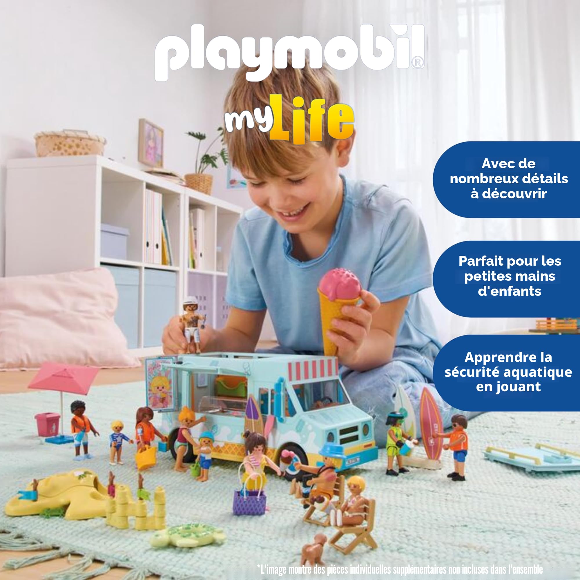 Playmobil | Vacation on The Beach | Ice Cream Truck avec Surfshop | Jouets à partir de 4 Ans | Cadeau pour Enfants | Encourage la créativité | Aventure à la Plage avec Figurines & véhicule | 71904