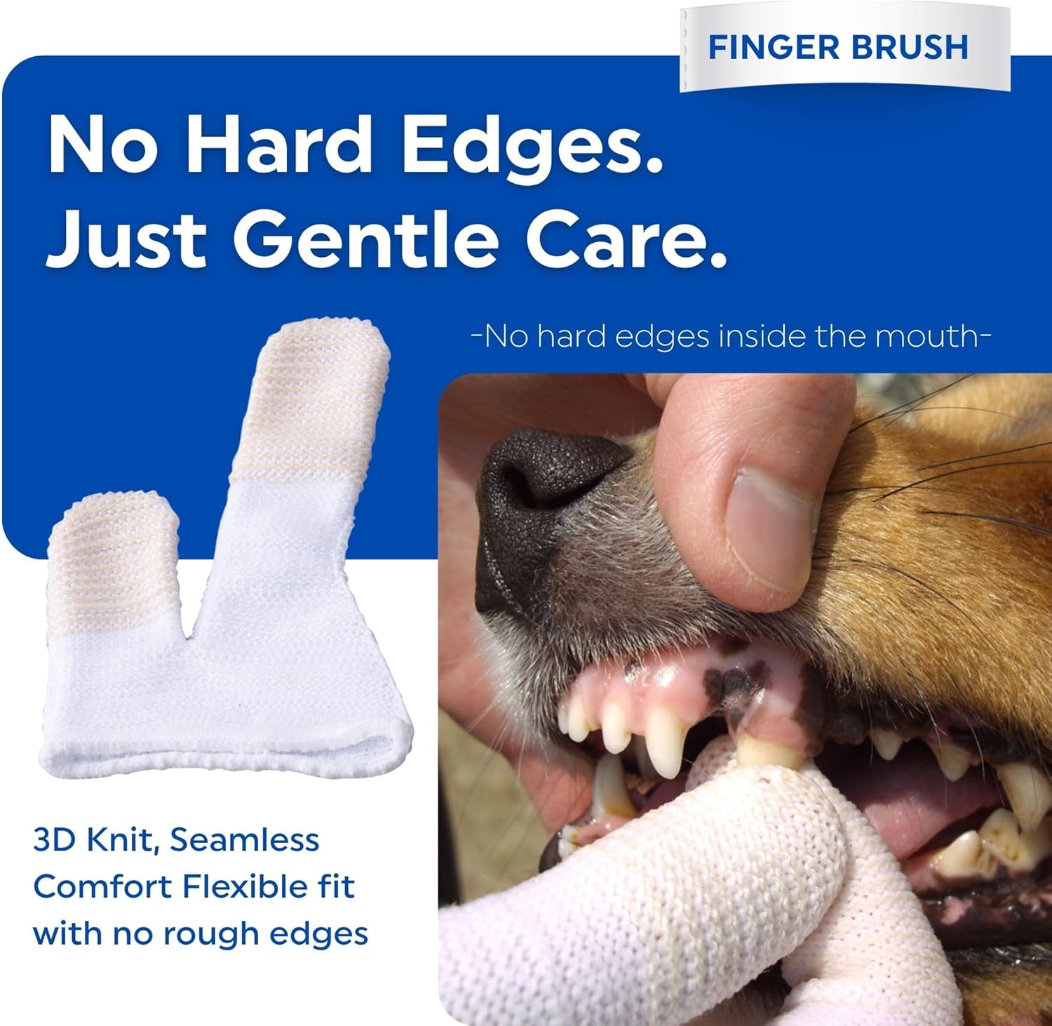 MIND UP Dog Finger Toothbrush, Washable & Reusable Finger Brush for Dog Teeth Cleaning, Pet Dental Care Tool for Small Dogs & Puppies, Made in Japan, 3 Pack