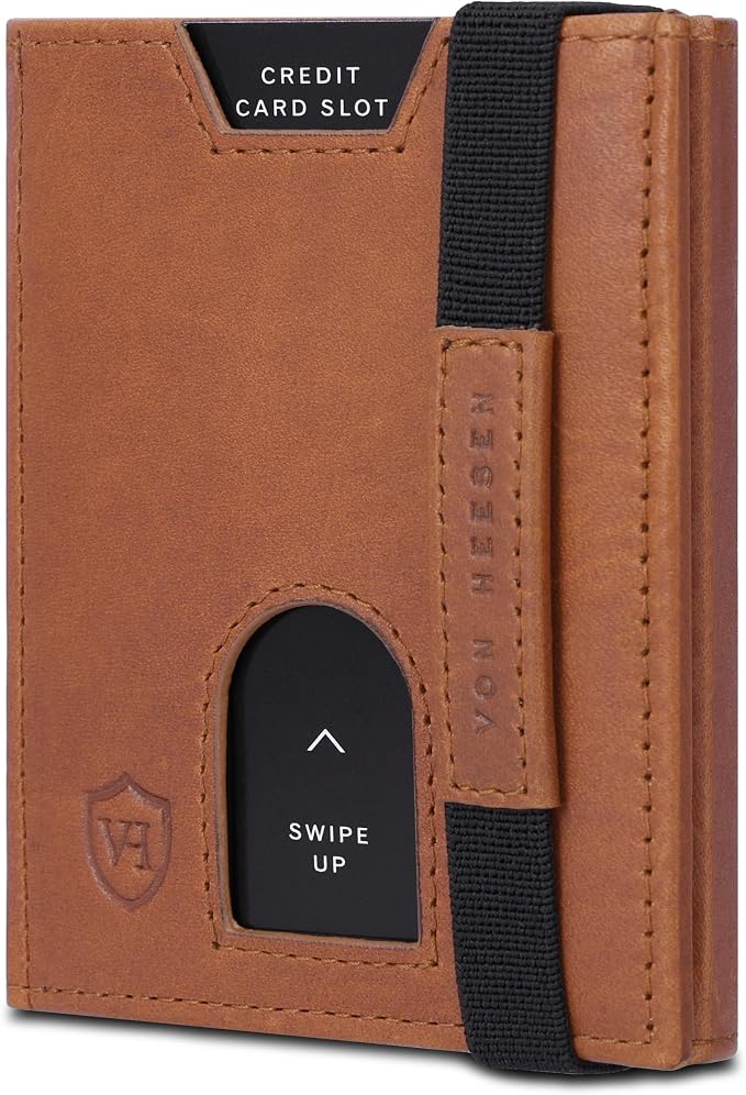 VON HEESEN – VON HEESEN Slim Wallet mit XL Münzfach & RFID-Schutz - Leder