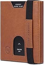 VON HEESEN Slim Wallet with RFID Protection - Card Case for Men and Women - Mini Leather Wallet - Small Wallet - Wallet, Cognac (Waxy), Without coin compartment, Without coin compartment