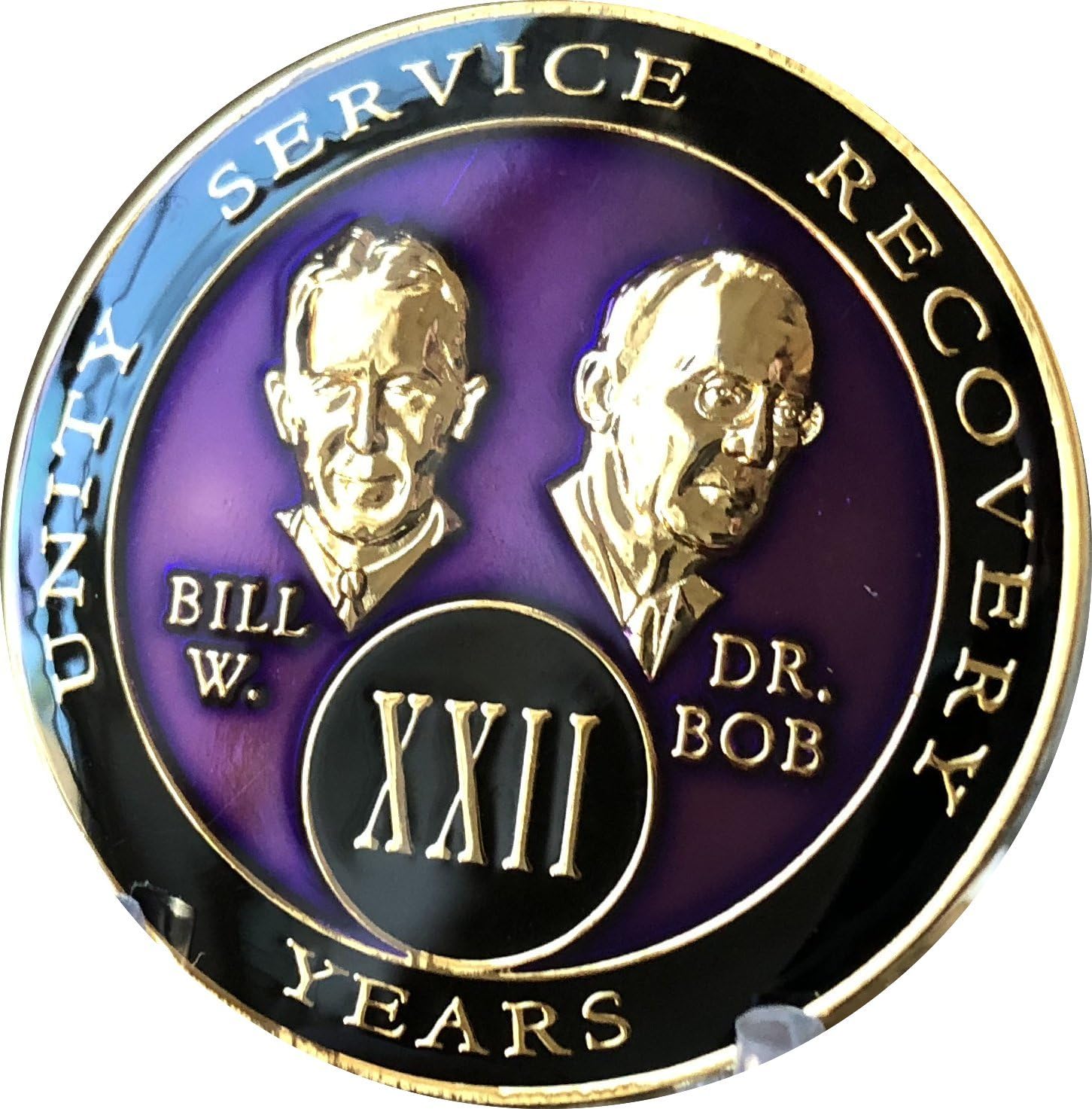 22 Year AA Medallion Purple Tri-Plate Founders Bill & Bob Chip XXII