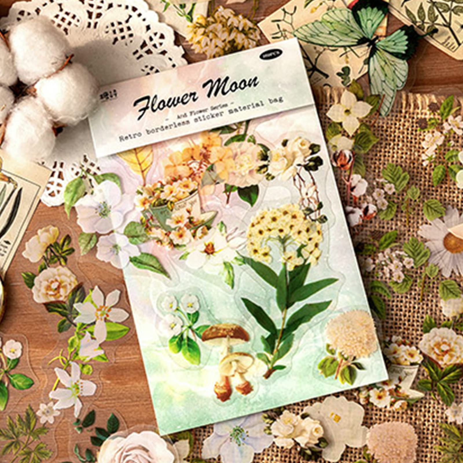 Confezione da 40 adesivi in vinile con fiori per scrapbooking