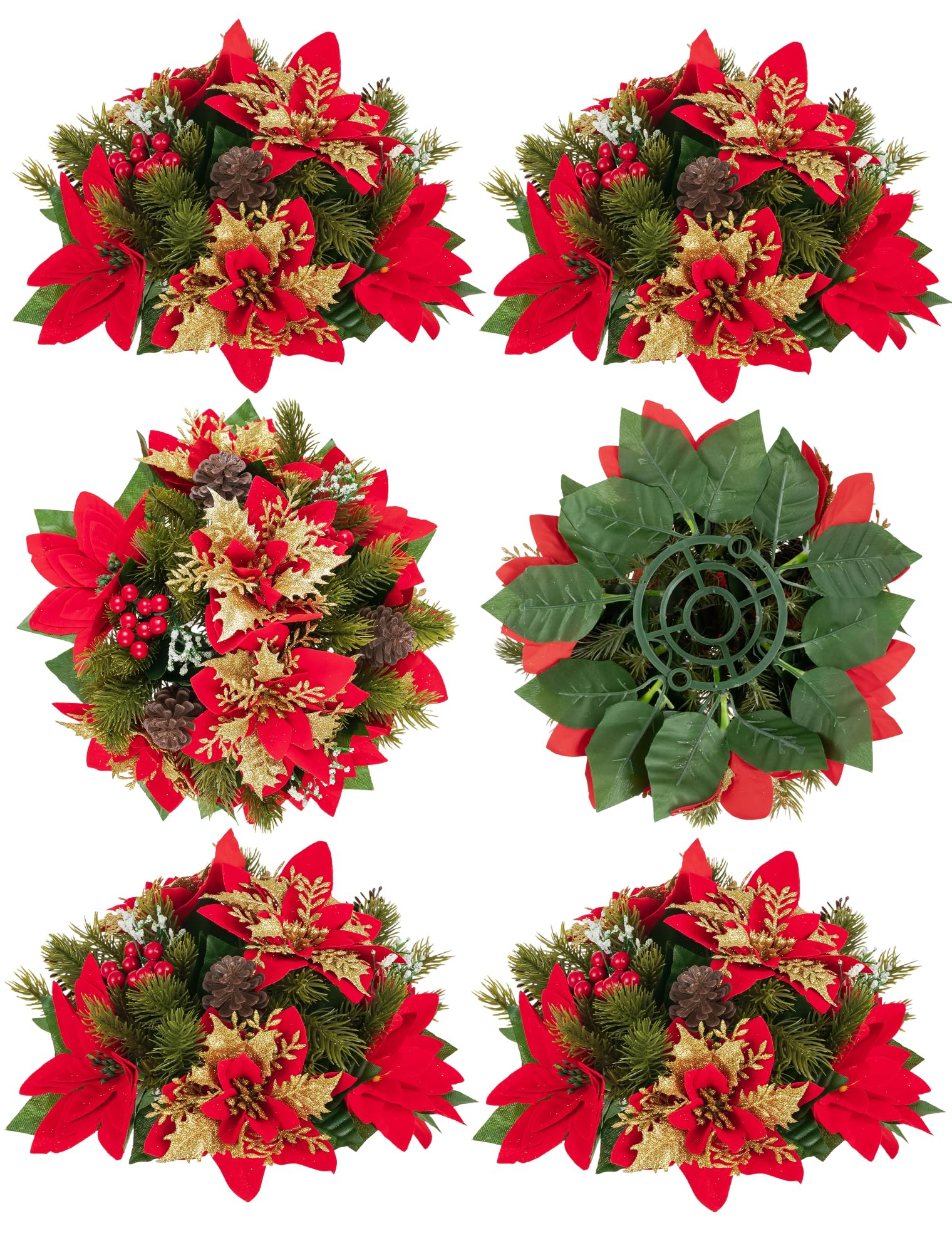 Lot De 2 Fleurs Artificielles Avec Sapin, Baies Et élan Dans Un Pot En Toile De Jute - Fleurs De Noël Artificielles - Fleurs D'hiver - Arrangement De