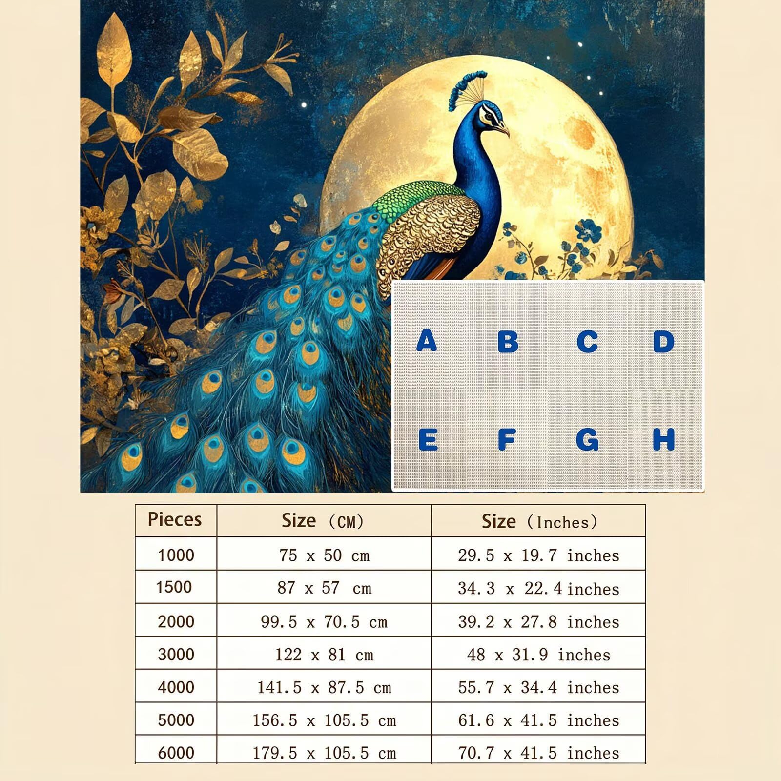 Pavone luna Puzzle 1500 Pezzi per Adulti, Puzzle in Legno - Collezione Classica con Poster Incluso - Sfida di Concentrazione e Passatempo Antistress, Gioco Educativo per Famiglia, 87 x 57 cm f0-594