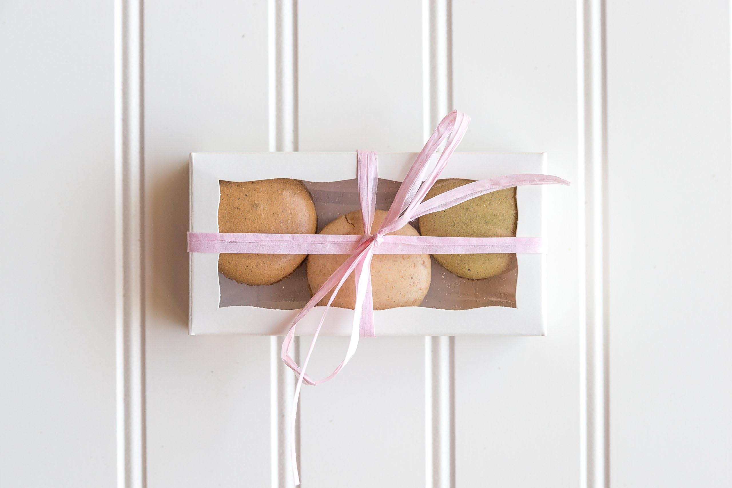 12 White Macaron Boxes- 4 5/16" x 2 1/4" x 1