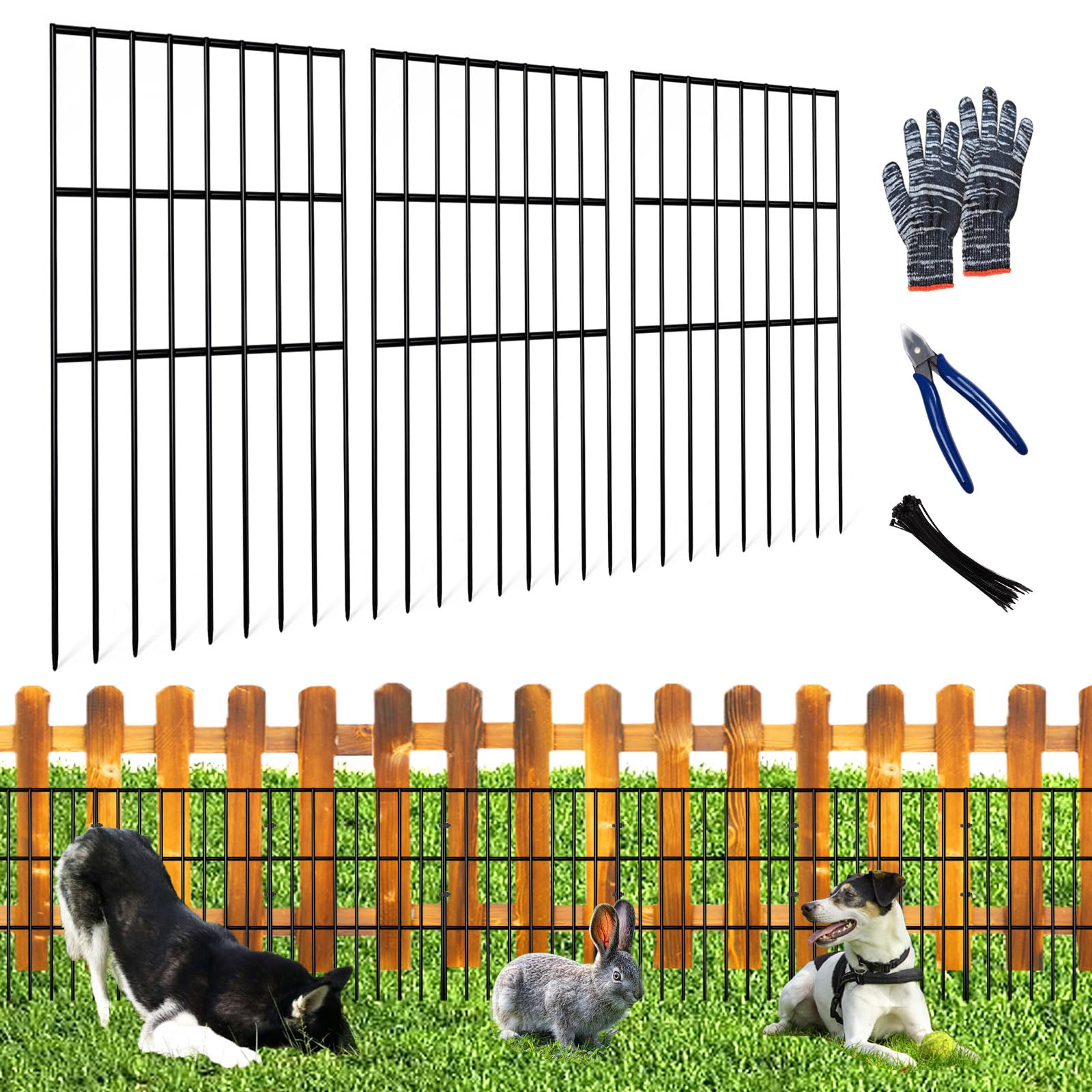 10pcs Animal Barrier Fence Metal Black Wire Fence Decorative Fences