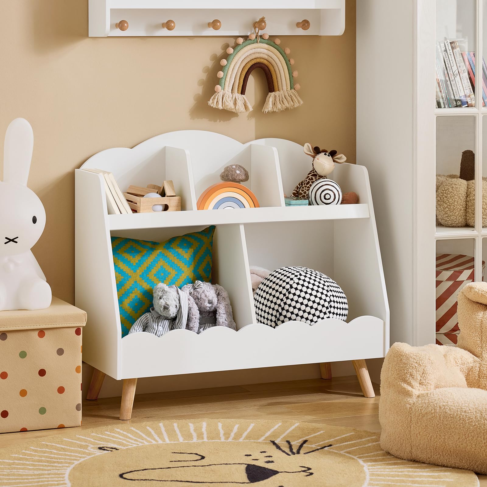 SoBuy Kinderregal mit 5 Fächern Aufbewahrungsregal für Kinder Bücherregal Montessori Regal weiß BHT ca. 82x76x35cm KMB100-W