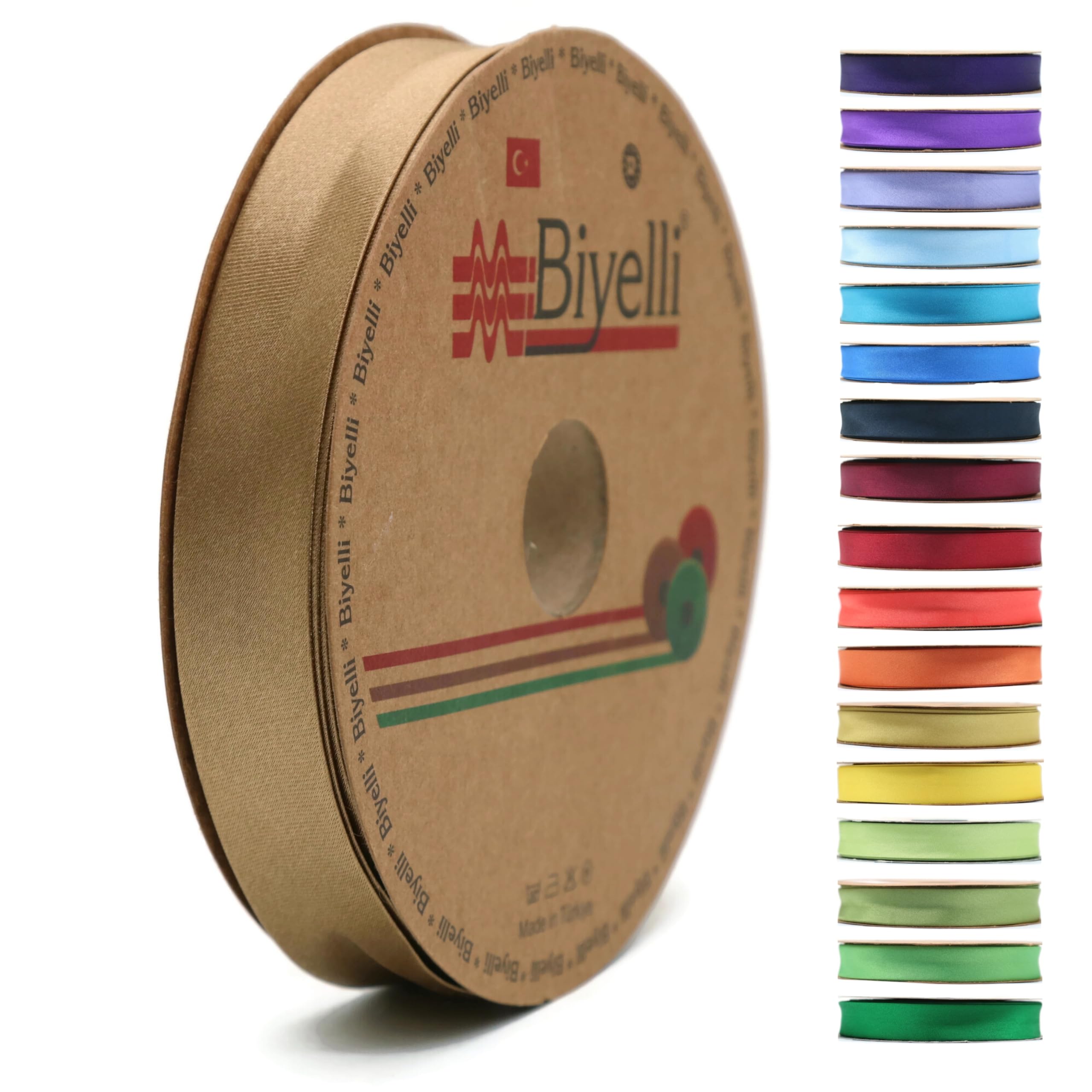 Fold Satin Bias Tape - 99+ Colors - 3/4 Inches Wide - 27 Yards - Fold Satin Binding Bias Ribbon Fabric Piping Bias Binding Tape for Sewing Clothing DIY (31. Dark Bronze) BYS31