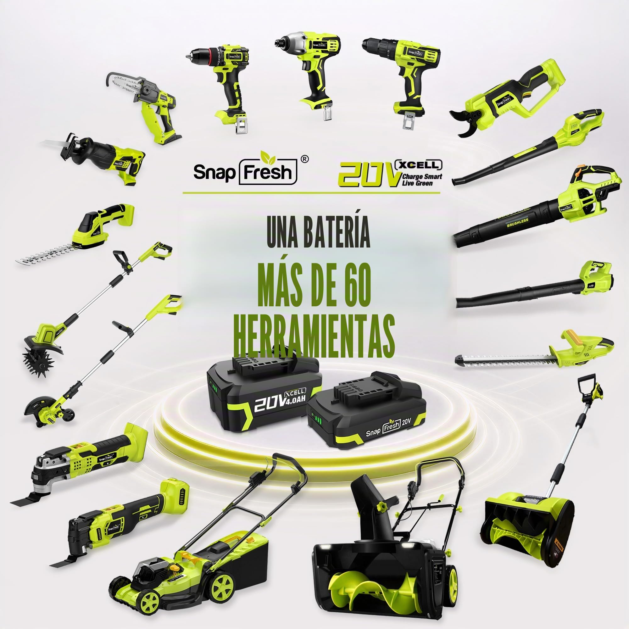 SnapFresh Batería 20V 4,0Ah Solo Disponible con la Herramienta SnapFresh20V, batería de Larga duración, batería de sin Carga rápida (BBT-DC40A)