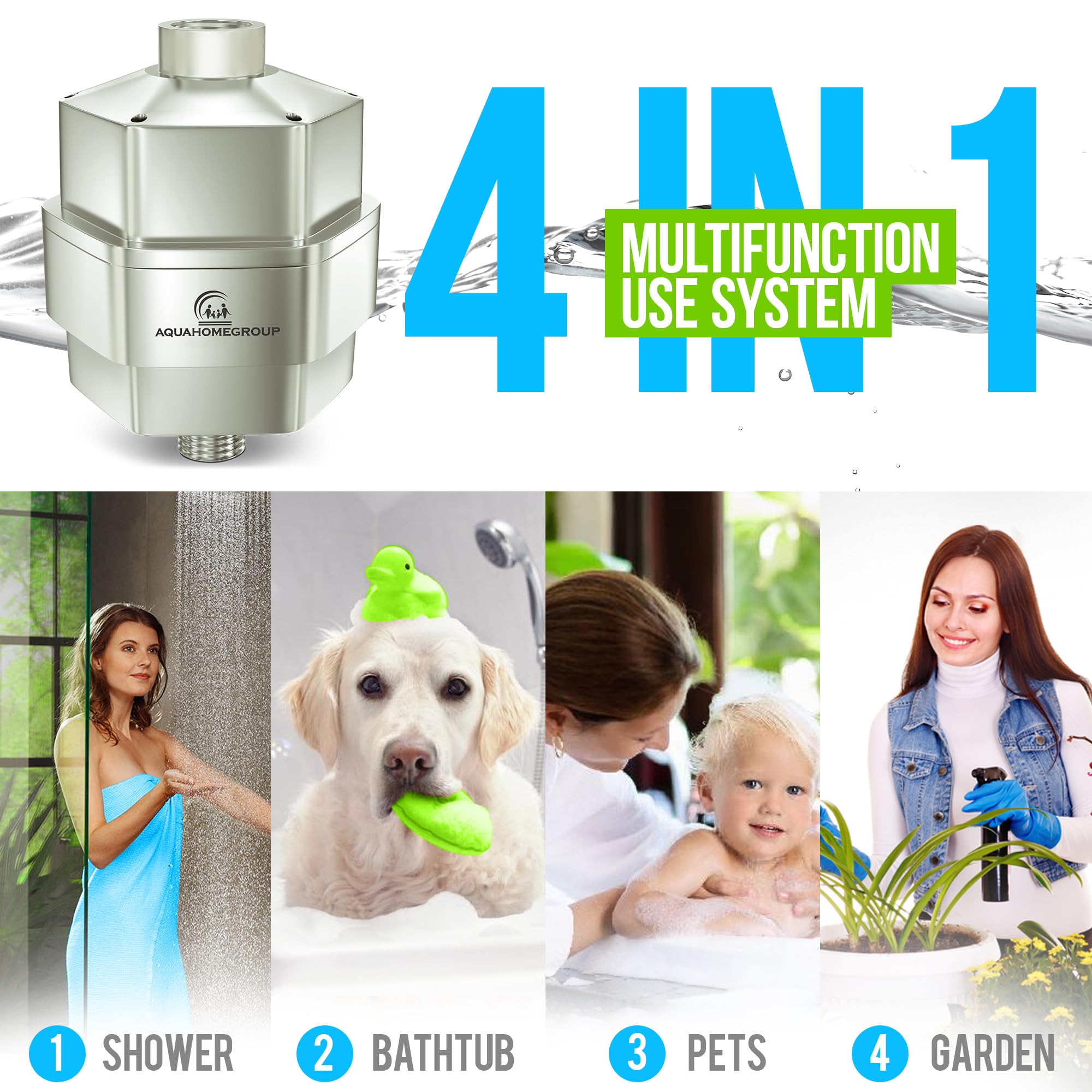 AquaHomeGroup Filtro de ducha de 20 etapas para agua dura, filtro universal de alta salida para cloro, fluoruro, metales pesados, filtro de agua de ducha de vitamina C E para cabello, piel y uñas 2