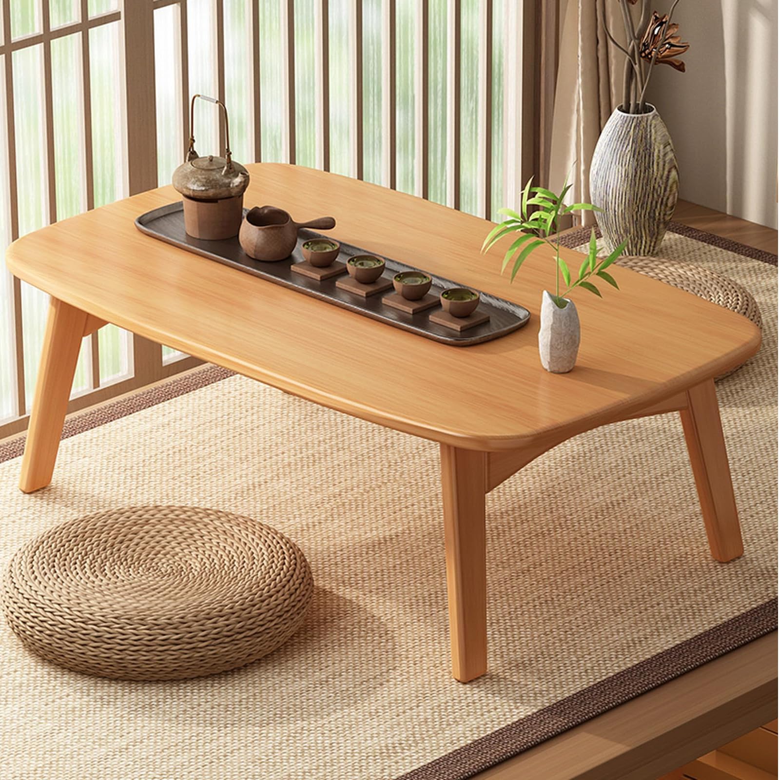 Japanese Folding Coffee Table Japanese Floor Table No Assembly Foldable Low Coffee Tables for Living Room Tatami Tea