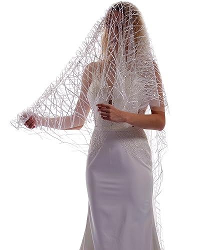 Miniatura 2 de 36 "velos de boda de encaje para novias velo de marfil con cuentas velo corto de novia despedida de soltera fiesta de despedida de soltera Vail,