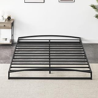 GAOMON Low Bed Frame Queen Size, 6 Inch Heavy Duty Metal Platform Queen Bed Frame with Arch Design, Easy Assembly, Strong Bearing Capacity, Under Bed Storage, No Box Spring Needed - Black - Amazon product rated Grade A