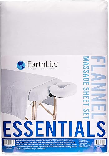 Miniatura 6 de EARTHLITE Juego de sábanas de franela para mesa de masaje de grado comercial suave juego de 3 piezas superior ajustada funda de almohada facial