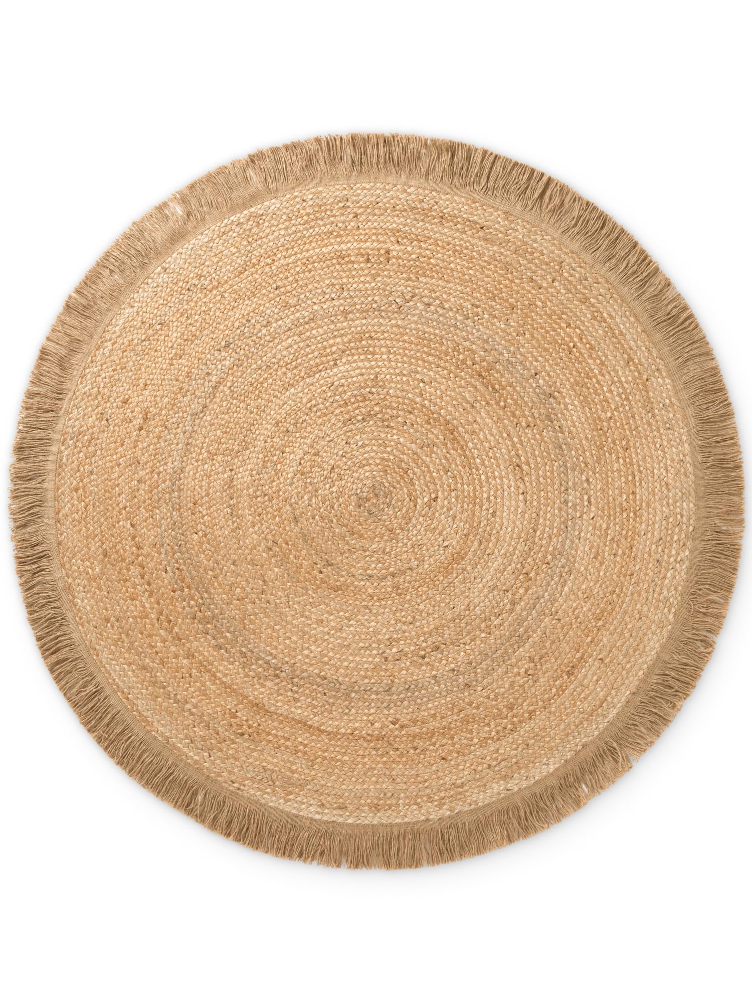 Hanse Home Nuru Juteteppich - Natur Wohnzimmereppich Rund aus 100% Jute, Handgewebt mit Fransen - Robust & Pflegeleicht - Boho Naturfaser Teppich für Wohnzimmer, Schlafzimmer - Natur Gold, Ø150cm