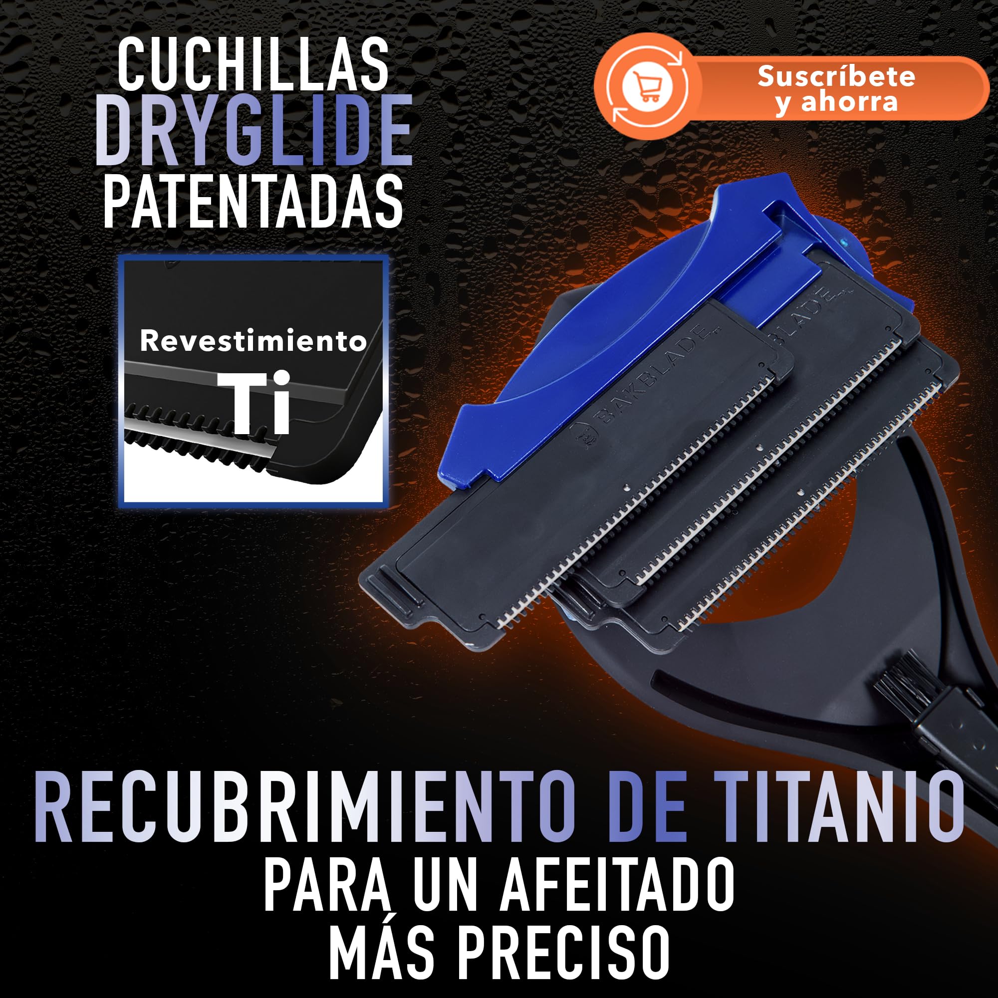 BakBlade Afeitadora de Espalda Masculina, Mango Extralargo de 58,4 cm para un Afeitado Apurado e Indoloro | La Rasuradora Espalda para Hombre Definitiva con + 3 Cuchillas Desechables de Recambio
