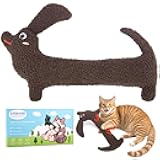 Refillable Catnip Toy for Indoor Cats Kitty, Safe Teeth Cleaning Kitten Kicker Toy 14.37 Inches, Crinkle Sound Interactive Cat Nip Chew Toys for All Breeds, Brown