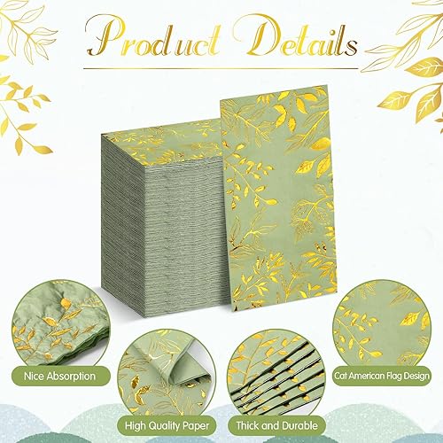 Miniatura 3 de Pasimy 100 servilletas de color verde salvia a granel de 2 capas desechables de papel de eucalipto de papel de eucalipto verde salvia verde salvia