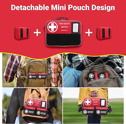 Miniatura 2 de Kit de primeros auxilios grande de 520 piezas, kit de supervivencia de emergencia para automóvil, hogar, campamento y viajes, kit médico compacto