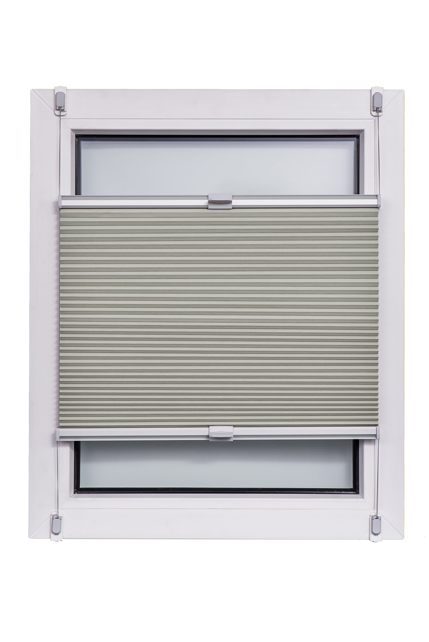 Sunlines Wabenplissee Made in Germany, Tageslicht, Klemmfix Silbergraue Schiene, 80 x 150, Stoff, Grau, 80 x 2.3 x 150 cm