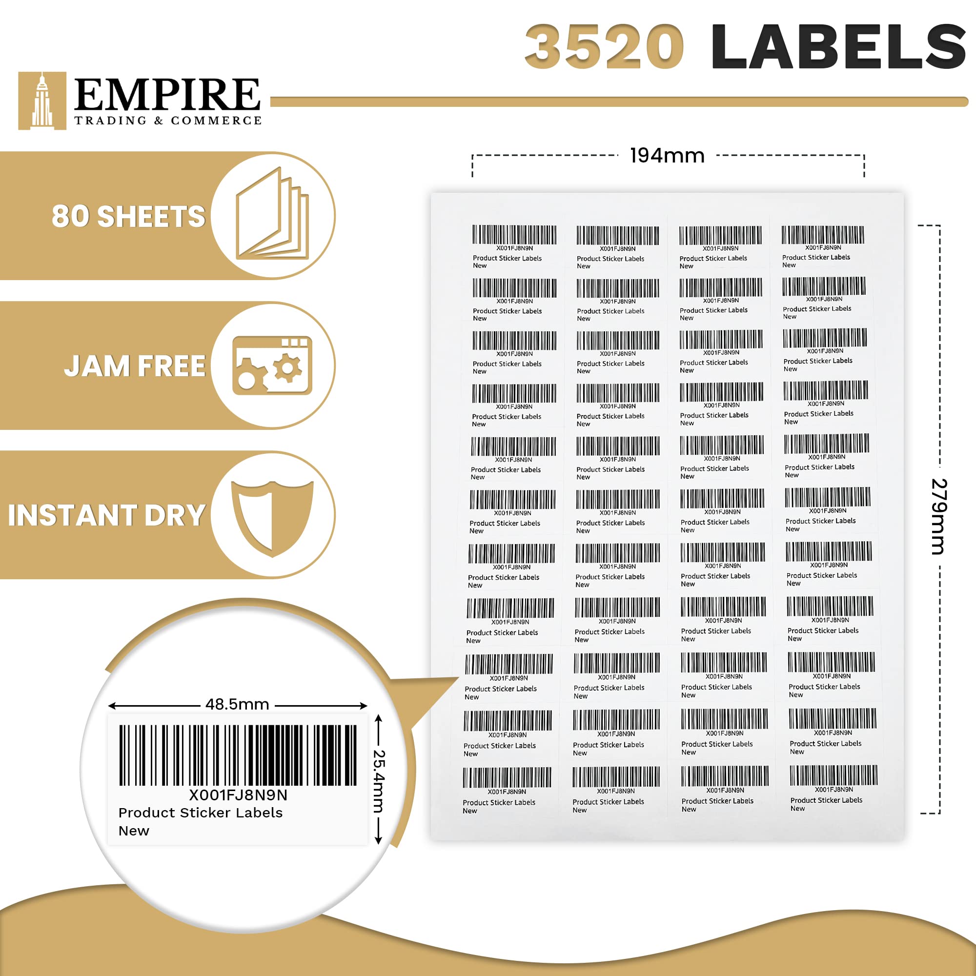 Buy Empire Amazon FBA Label Stickers, 80 A4 Sticky Sheets, 44 Sticky