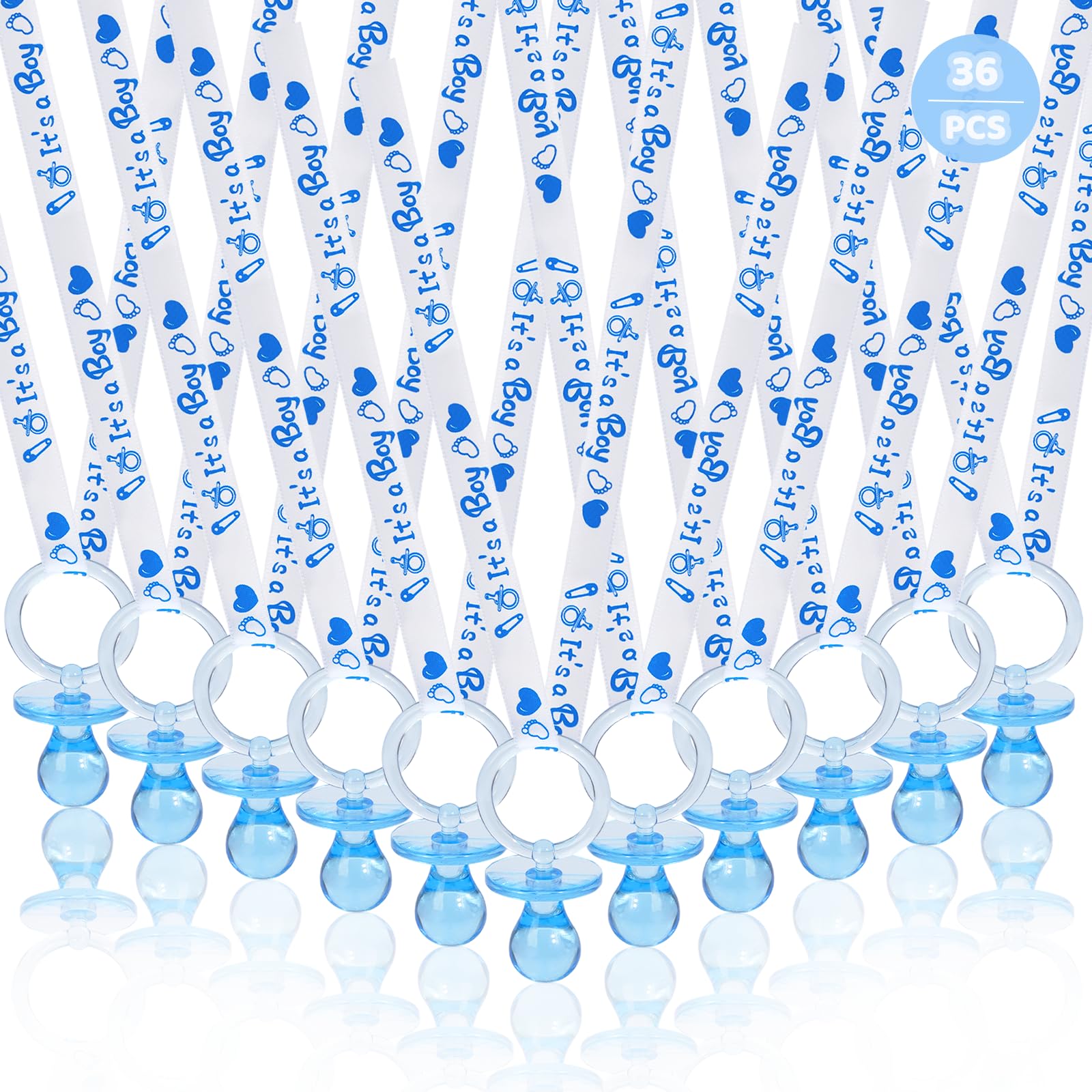 XINHUIDALSQ 36 Baby Shower Pacifiers Necklace, Cute Acrylic Pacifier Necklaces for Baby Shower Games Boy Charm, Party Favors, Decorations DIY, Gender