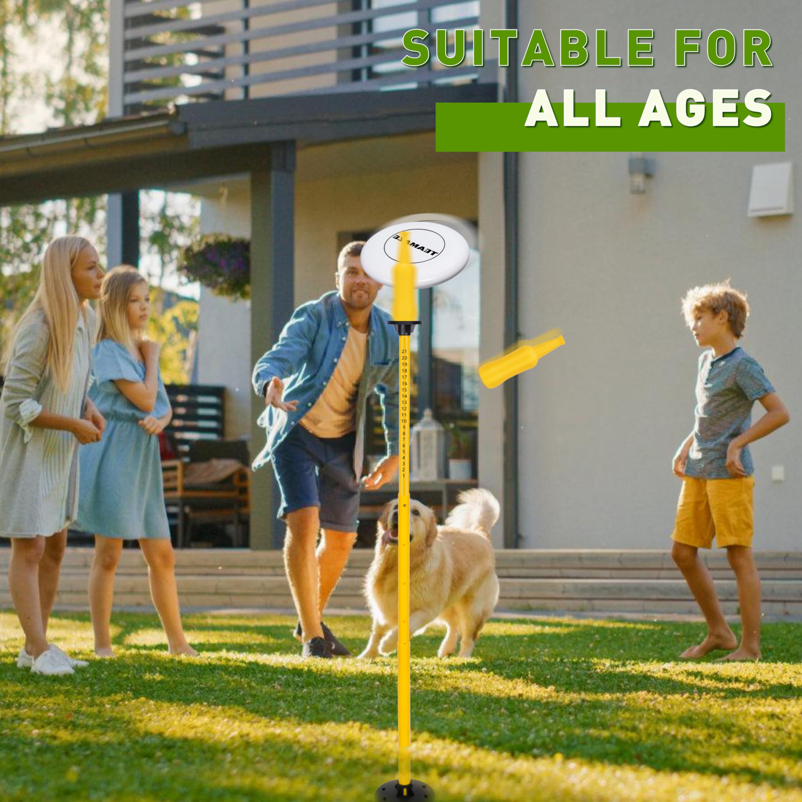 BOOSTEADY Disc Golf Set Spiel mit höhenverstellbaren Stangen und Punktezähler, Flaschenwurfspiel für Strand, Rasen und Camping, Hufeisenwerfen-Set für Partyspiele mit Familie und Freunden
