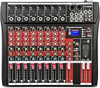 VDA208L Console de mistura,8 Canais Mixer Profissional para Shows ao Vivo, Karaokê - USB/Bluetooth, Efeito de Reverb, Saída de Monitoração, Controle de Som Estúdio e Palco
