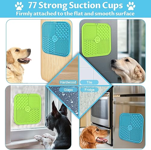 Miniatura 4 de 2 alfombrillas grandes para lamer perros y gatos, alfombrillas de silicona prémium para lamer mascotas con ventosas, alivio de la ansiedad, salud