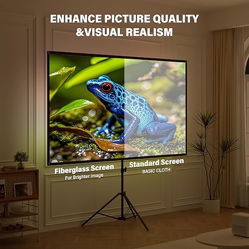 Miniatura 5 de Pantalla de proyector portátil con soporte, pantalla de proyección de 80 pulgadas, trípode de PVC con funda de transporte para noche de cine