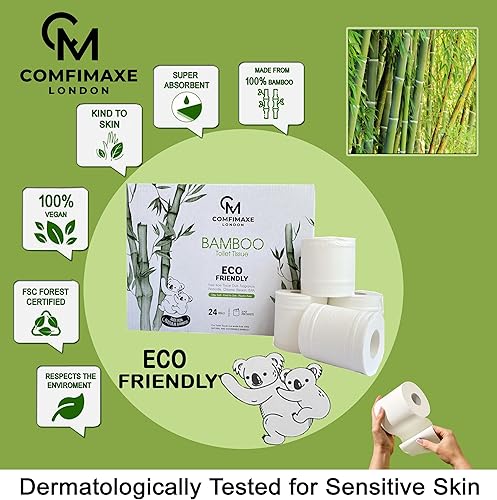 Miniatura 3 de COMFIMAXE - Papel higiénico 100% bambú, papel higiénico de 3 capas, embalaje ecológico, sin papel higiénico de plástico, probado dermatológicamente,