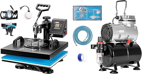 VIVOHOME 5 en 1 Combo multifuncional Swing Away Clamshell impresión sublimación calor prensa transferencia máquina con 110-120 V profesional