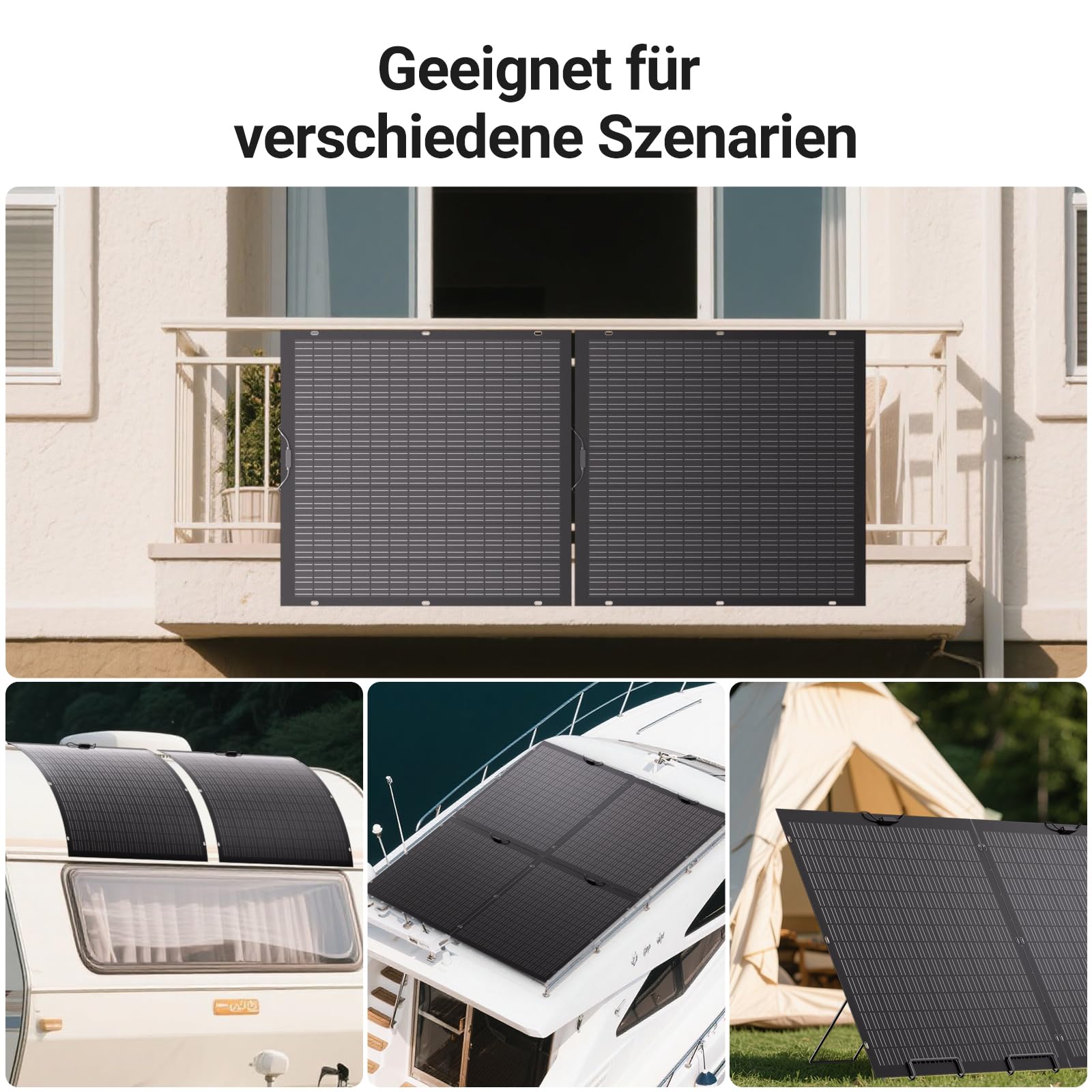 480W Flexibel Solarpanel Kit, 2X 240W Monokristallines Flexibles Solarmodul, IP67, Solarzelle Photovoltaik Off Grid, für Wohnmobil, Auto, Schuppen, Dach, Boot, Balkon, 12V Batterien
